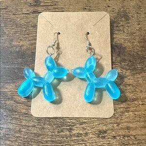 Blue Balloon Dog Earrings